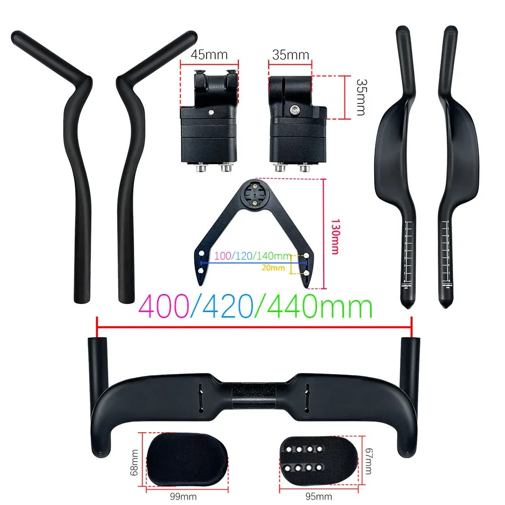 Sunremo Carbon Fiber Handlebar Road Bike Internal Wiring TT Rest Bar with Spacer