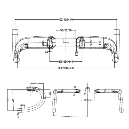 Sunremo Carbon Fiber Handlebar Road Bike Internal Wiring TT Rest Bar with Spacer