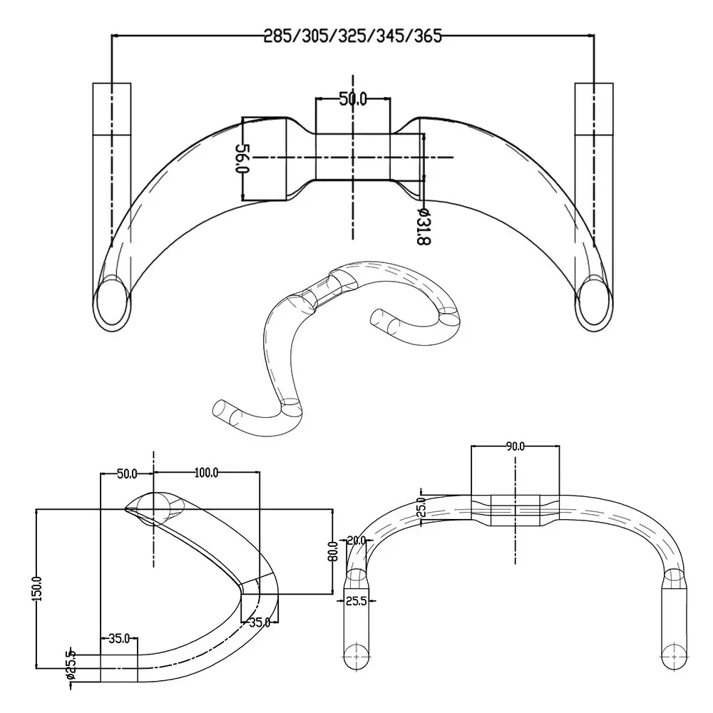 TCF-182-13 Carbon Fiber Road Bicycle Handlebars TT Bike Racing Handlebar 31.8mm Accessories