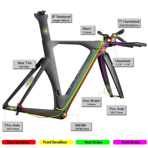 Sunremo T1100 Carbon TT Frame Time Trial Bike Aero Racing Triathlon Bicycle