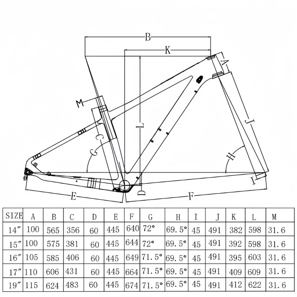 CFM0021 Lightweight 29-inch MTB Full Carbon Hardtail Frame 12x142mm BB92