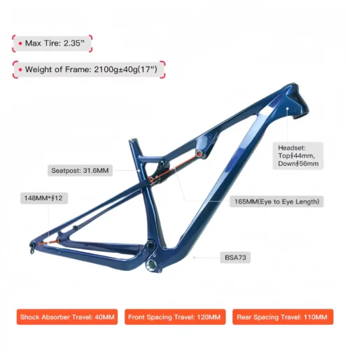 New Arrivals Full Suspension Xc Bike Frame Carbon Mtb Frame 29er Disc-brake Internal Cable Cycle Frame Mountain Bike