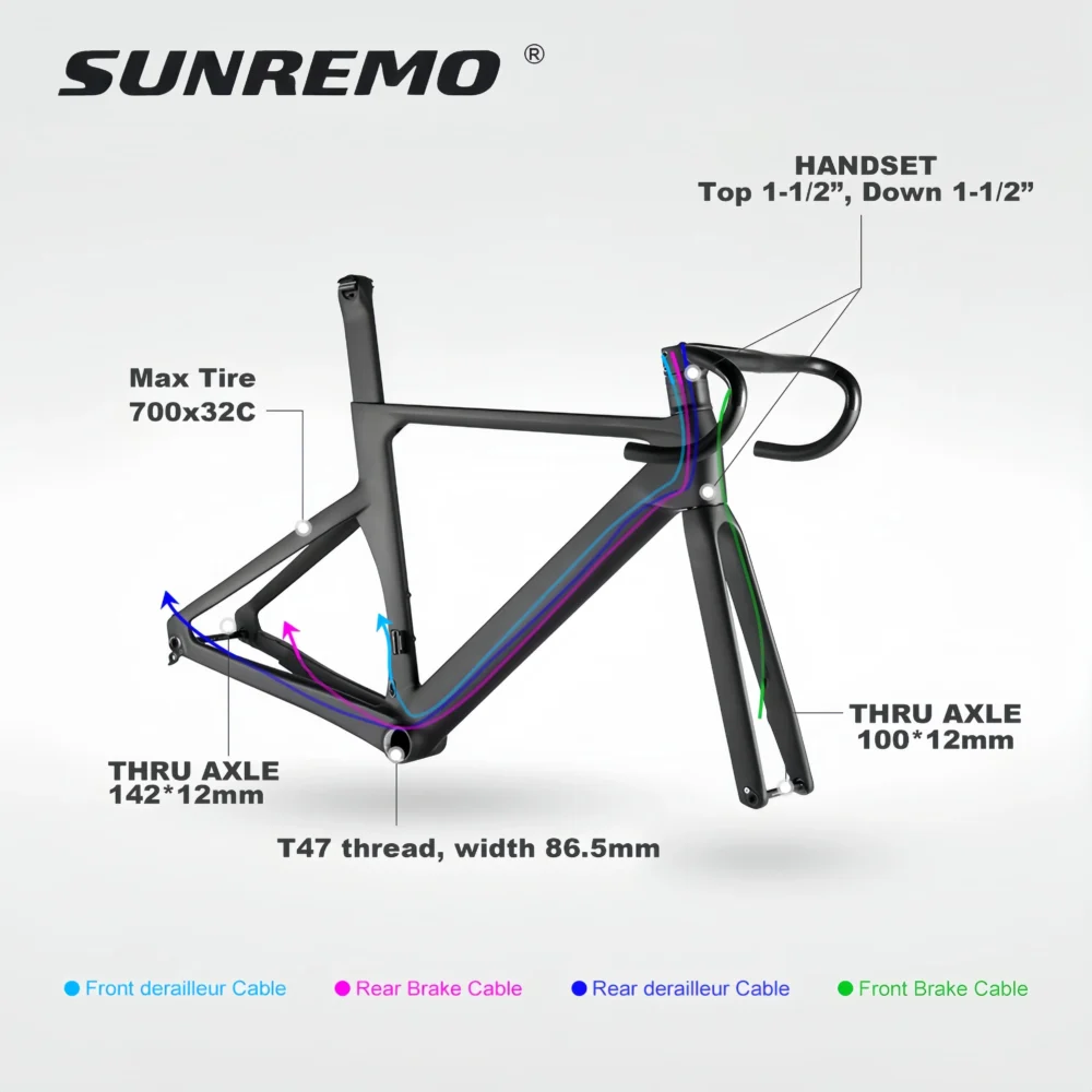 R065 | T1000 Full Carbon AERO Road Bike Disc Brake Frameset