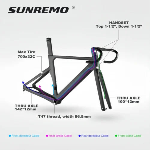 R065 | T1000 Full Carbon AERO Road Bike Disc Brake Frameset