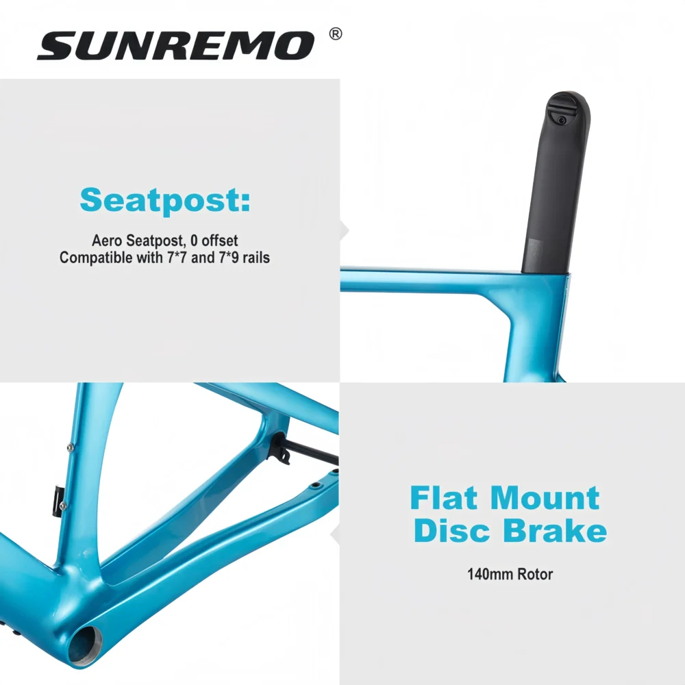 R065 | Aero Road Bike Carbon Frame 700x32C Full Integrated Cable Disc Brake T1000 Carbon Road Bicycle Frameset