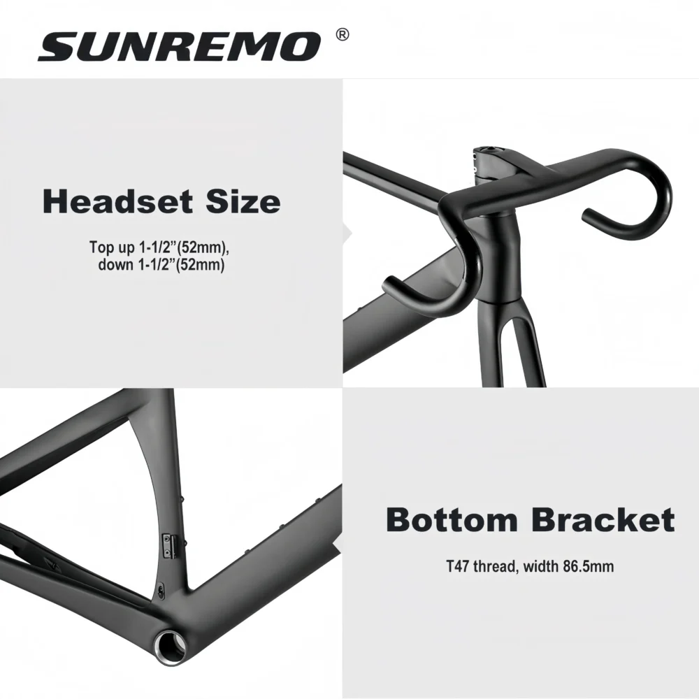 R065 | Aero Carbon Road Bike Frame Disc Brake Full Hidden Cable 700x32C Race Bicycle Carbon Frameset