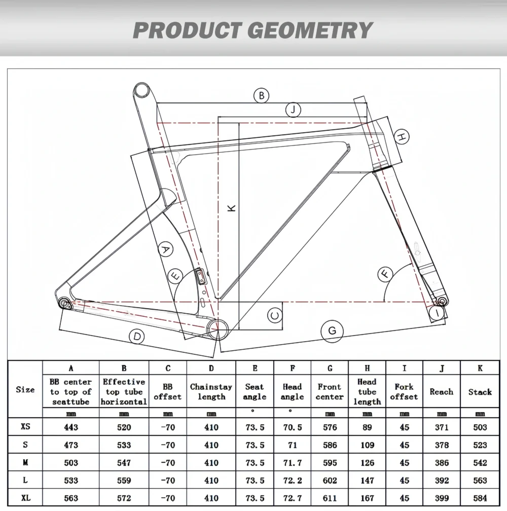 R065 | Aero Carbon Road Bike Frame Disc Brake Full Hidden Cable 700x32C Race Bicycle Carbon Frameset