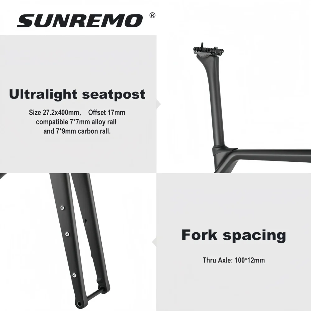 T1000 Carbon Gravel Bike Frame 700x47C Disc Brake T47 Comfortable Geometry Full Carbon Adventure Gravel Bicycle Frameset