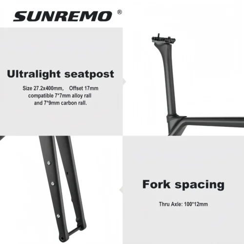 T1000 Carbon Gravel Bike Frame 700x47C Disc Brake T47 Comfortable Geometry Full Carbon Adventure Gravel Bicycle Frameset