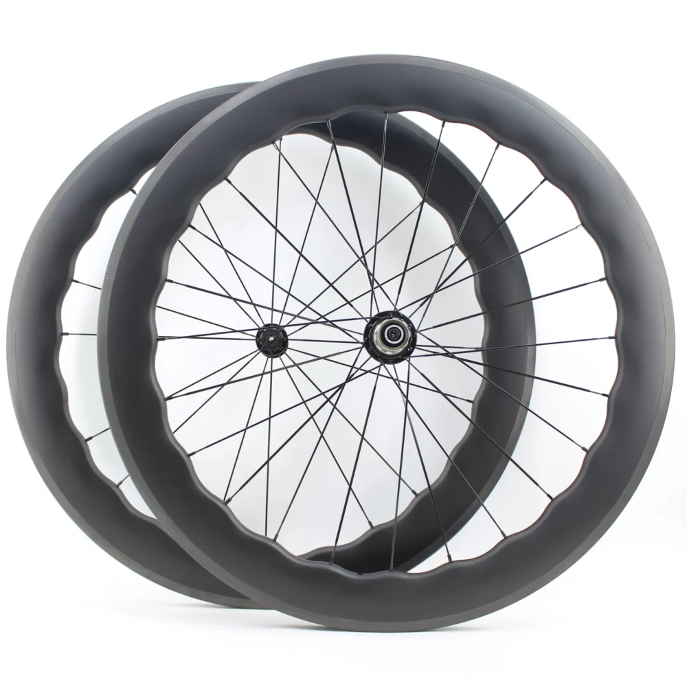 700C Road Bike Carbon Wheelset Clincher Tubeless 65mm Depth 25mm Width V Brake