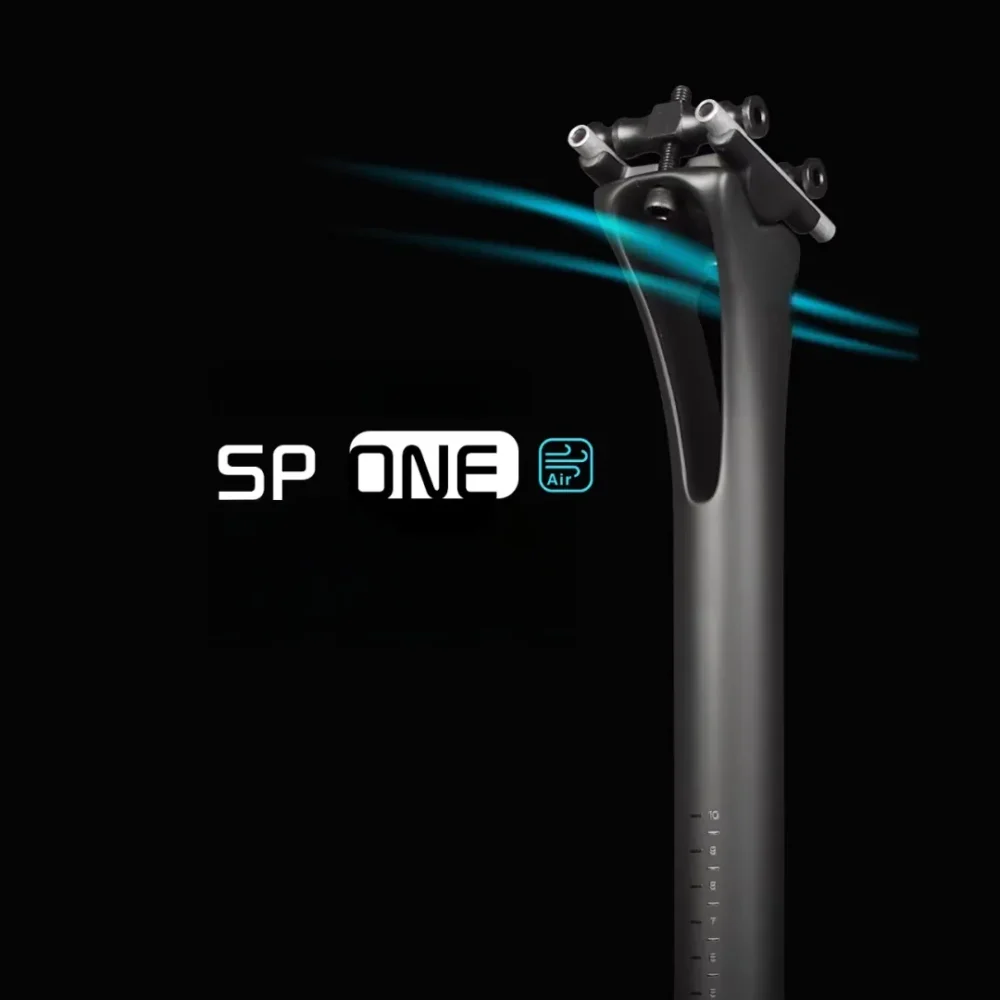 Carbon fiber aero seatpost, available in 27.2mm, 30.8mm, and 31.6mm diameters, suitable for road and mountain bikes