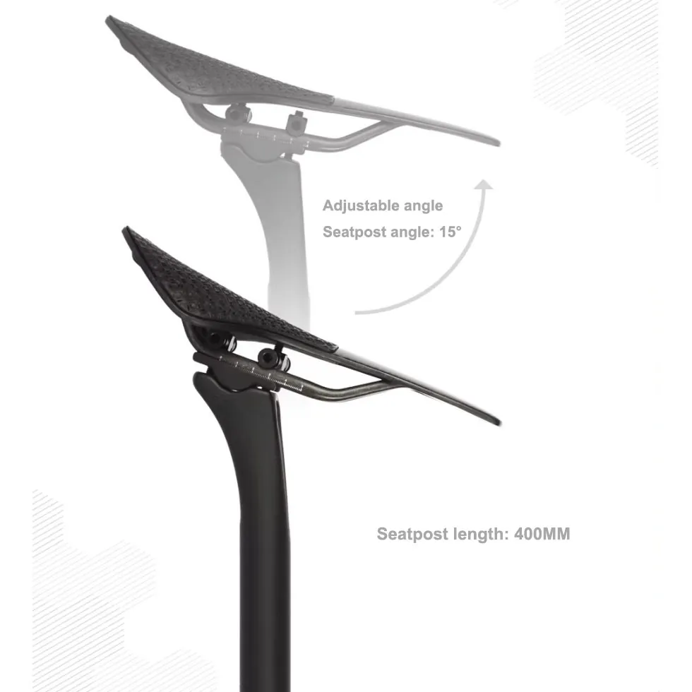 Carbon fiber aero seatpost, available in 27.2mm, 30.8mm, and 31.6mm diameters, suitable for road and mountain bikes