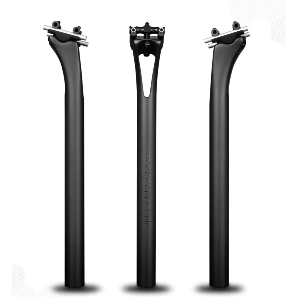 Carbon fiber aero seatpost, available in 27.2mm, 30.8mm, and 31.6mm diameters, suitable for road and mountain bikes