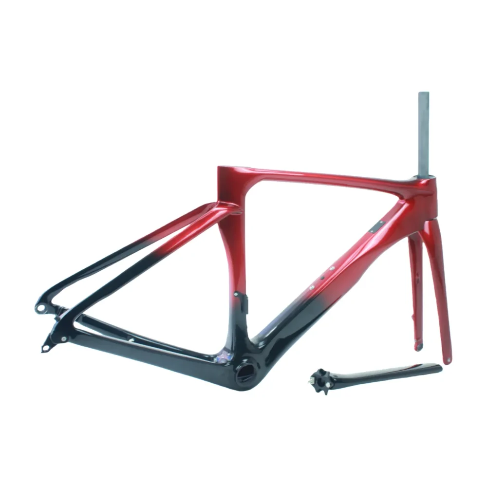 Carbon fiber road aero frame rim and disc brake frame fully hidden inner routing