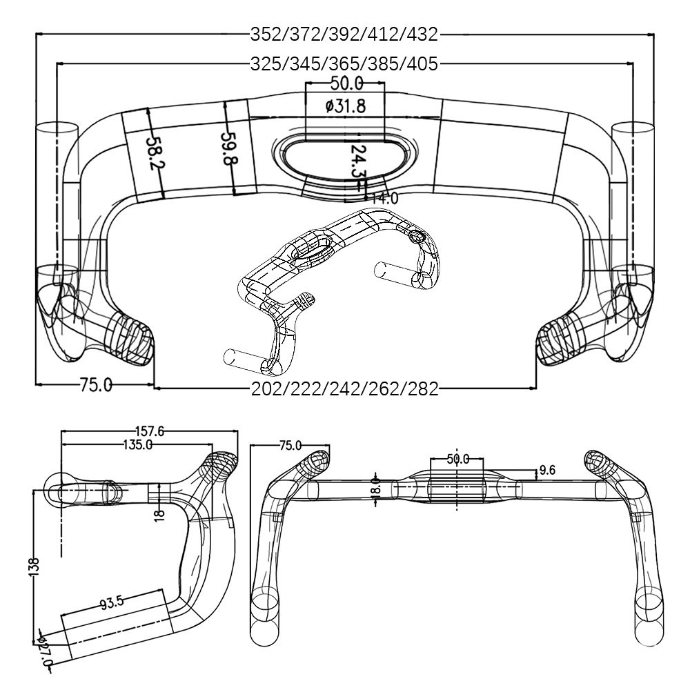 2026 Sprint Professional Racing Full Carbon Fiber Track Bike Handlebars (Fixed Gear)