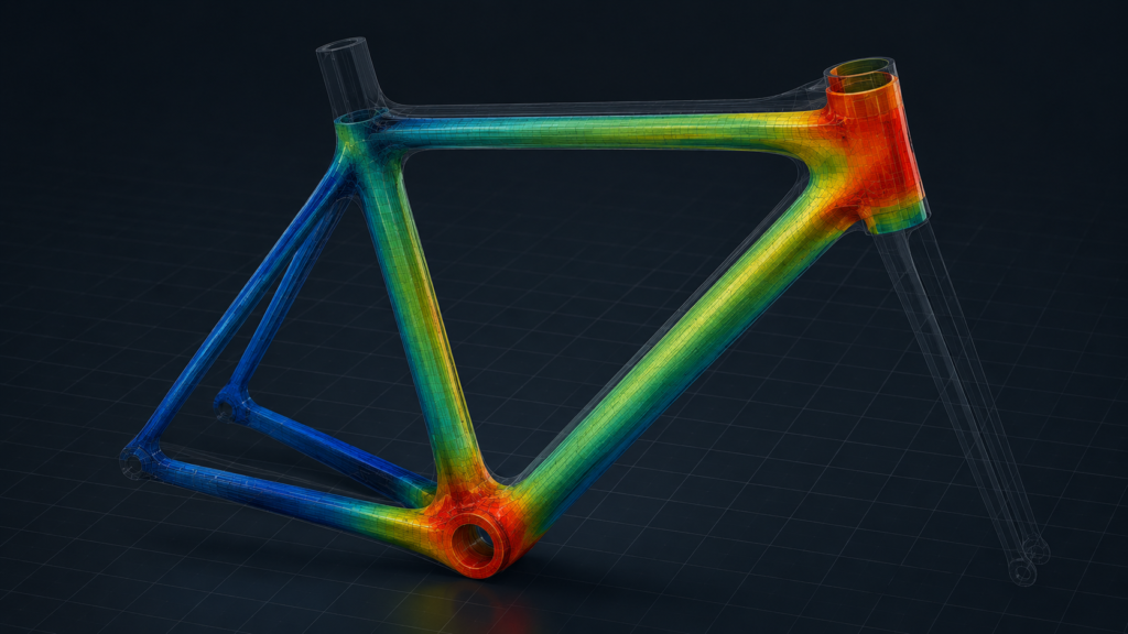 Bicycle frame stress analysis visualization