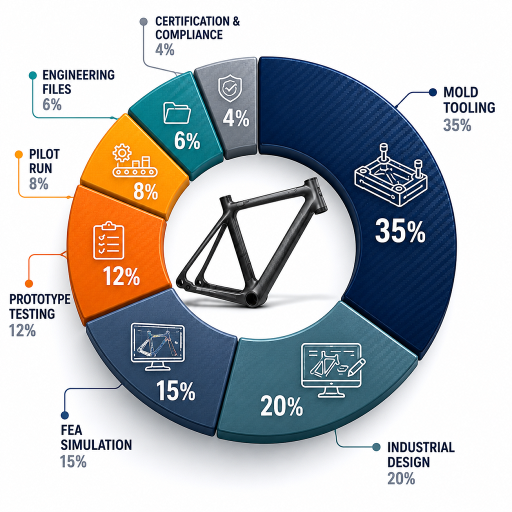 Budget allocation infographic with bike frame