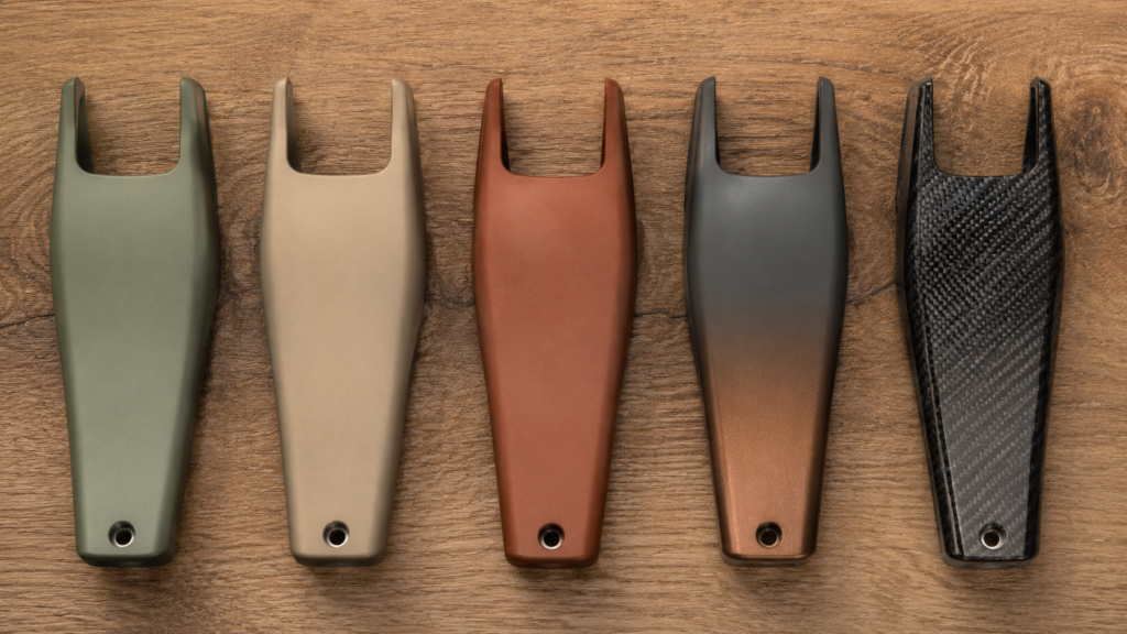 Matte panel collection on wooden surface