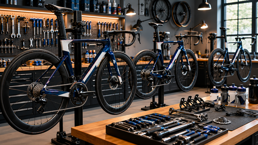 Modern bike workshop in action