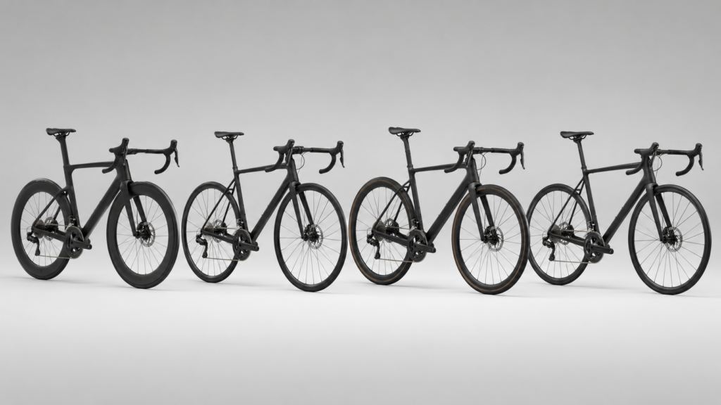 Sleek black matte bikes lineup