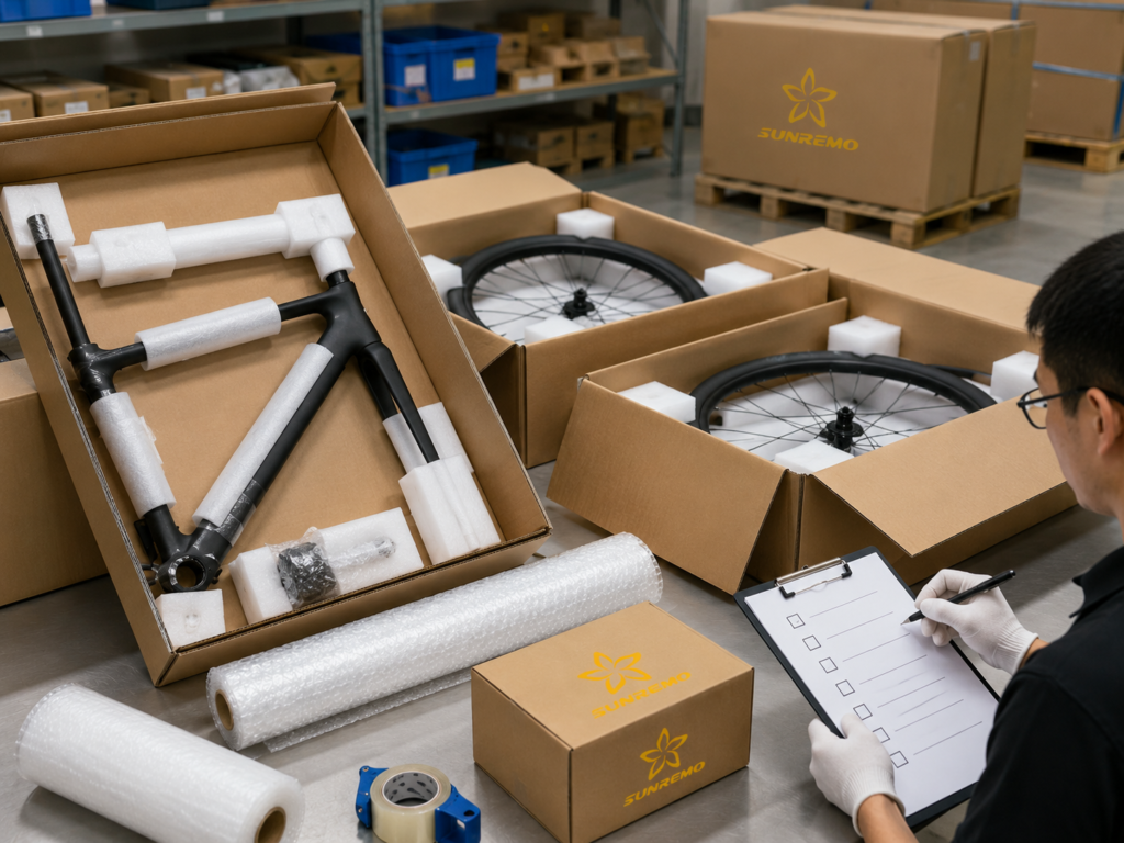 Bicycle components inspection and packing station