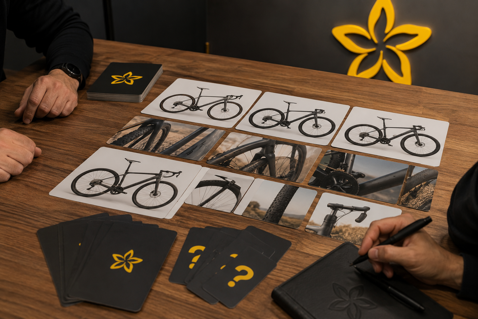 Design meeting with bicycle branding elements