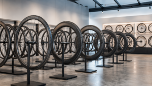 Minimalist bicycle wheel showroom display
