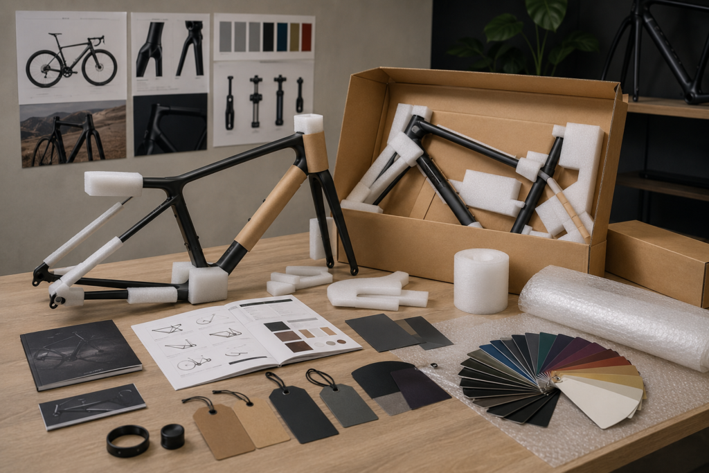 Minimalist bike design studio workspace