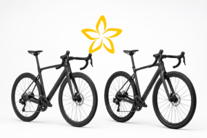 Modern bicycle duo with logo mark