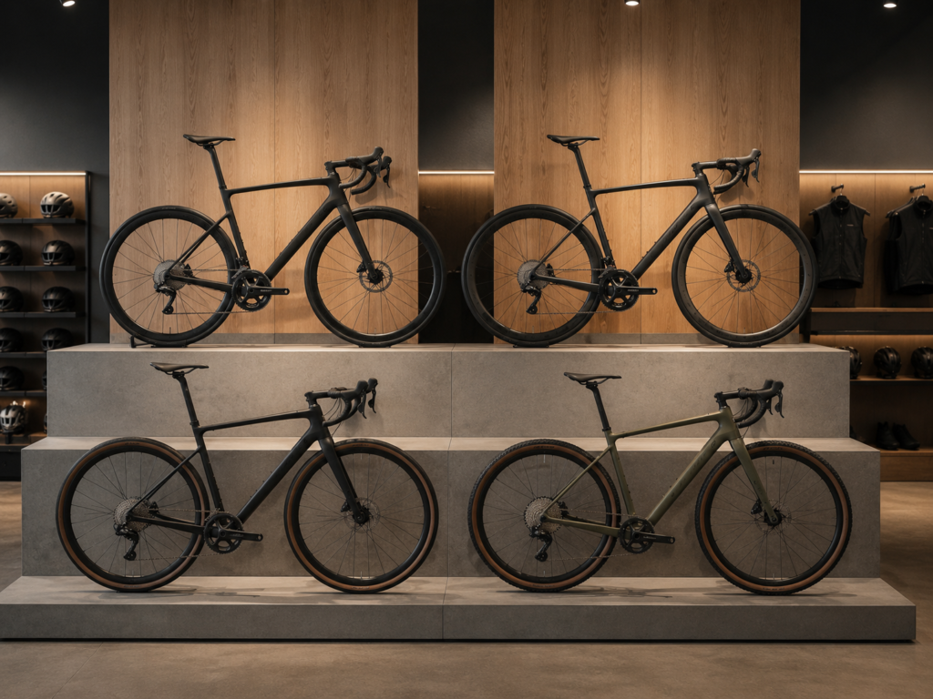 Modern bike showroom with sleek displays