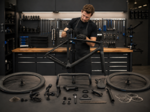 Professional bike workshop in progress