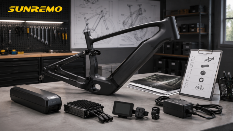 `E-bike OEM project checklist with battery, display and frame planning materials